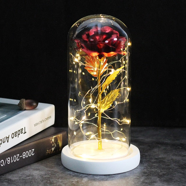 Glass Shade Rose Lamp