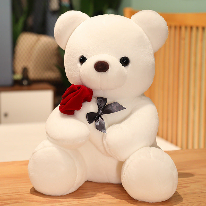 Holding Rose Flower Bear Doll Plush Toy