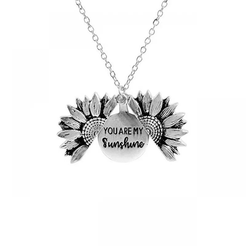 You Are My Sunshine Lockable Sunflower Necklace