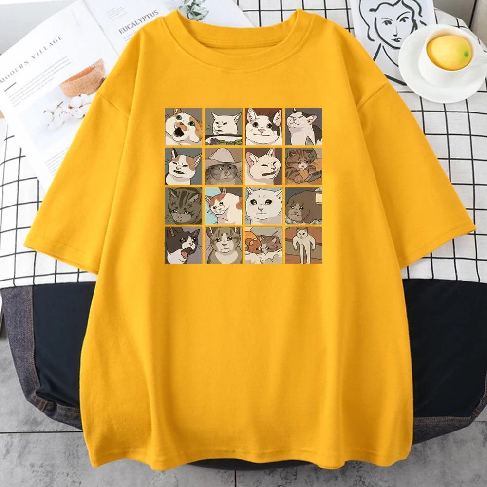 Cat Memes Puzzle Printed Men T-Shirts