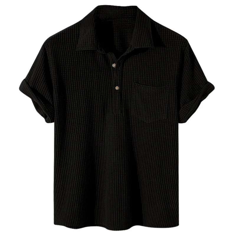 solid color striped casual short-sleeved Men's shirt