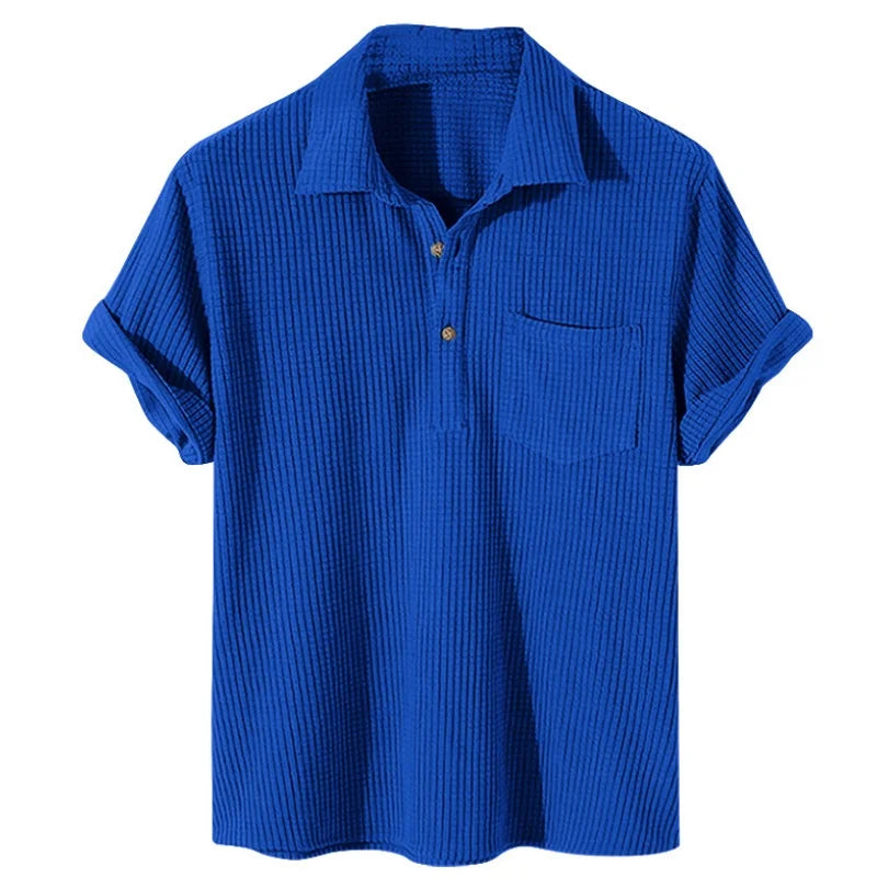 solid color striped casual short-sleeved Men's shirt