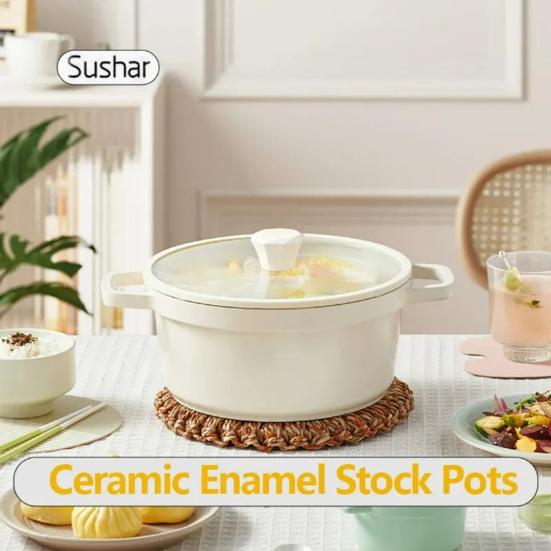 Sushar Home Kitchen Ceramic Enamel Stock Pot