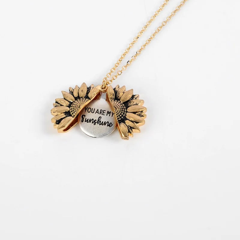 You Are My Sunshine Lockable Sunflower Necklace